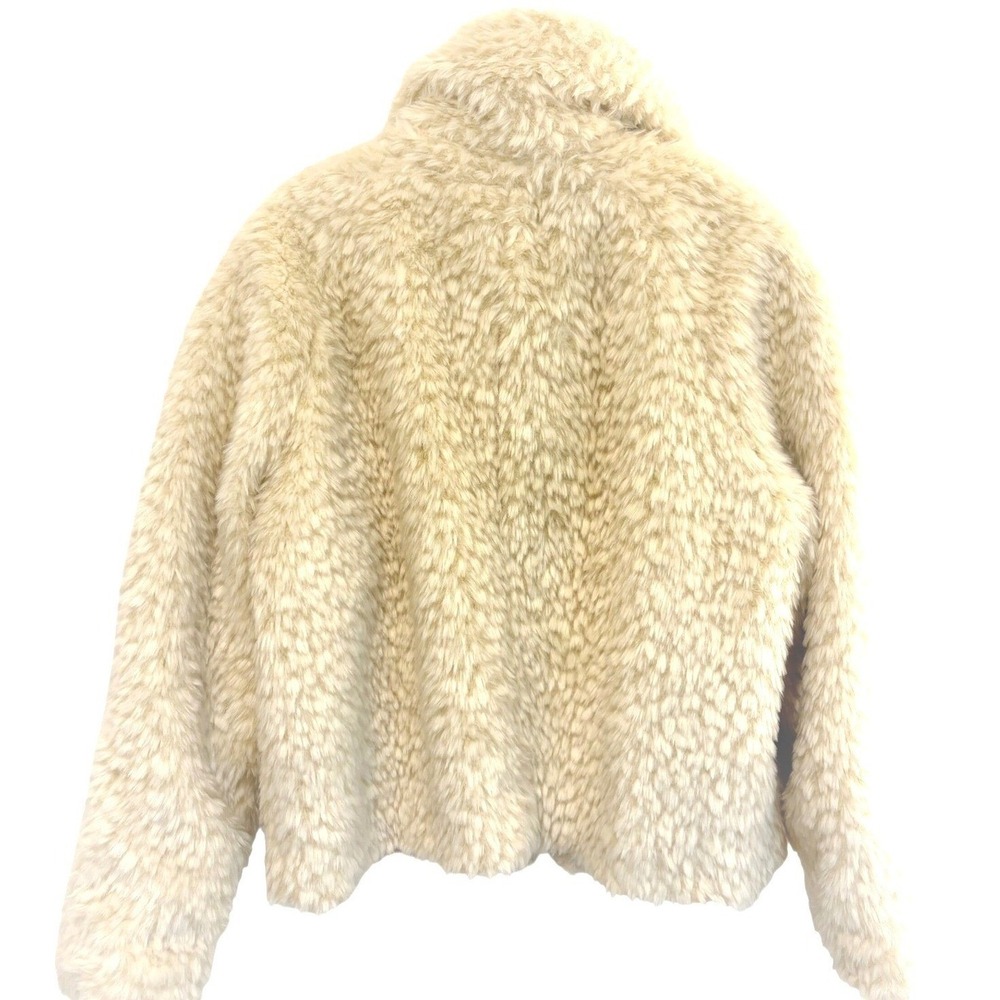 J.Crew Faux Fur Jacket Coat Womens L Ivory Cream Full Zip Teddy Bear High Pile - Picture 4 of 9
